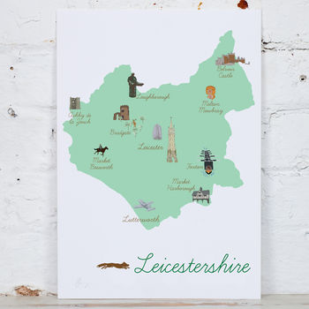Leicestershire County Map Illustration Print, 3 of 6