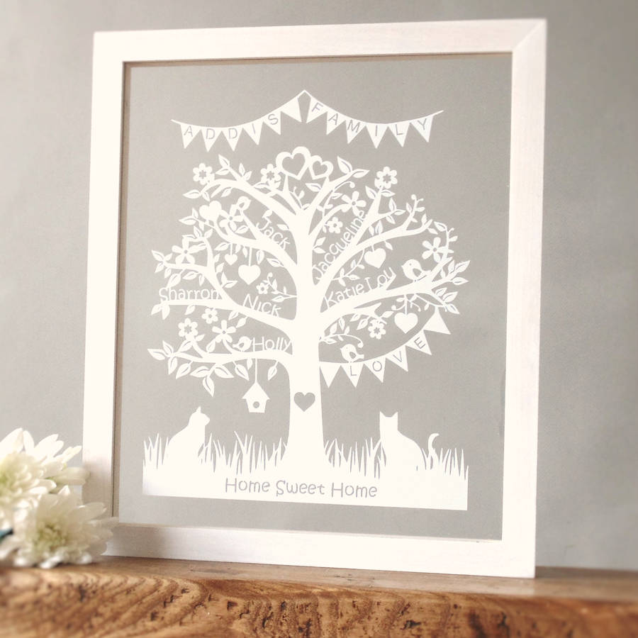 Personalised Family  Tree  Papercut By The Crafty Calf 