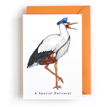 'A Special Delivery' Stork In A Postman's Cap Card, 3 of 3