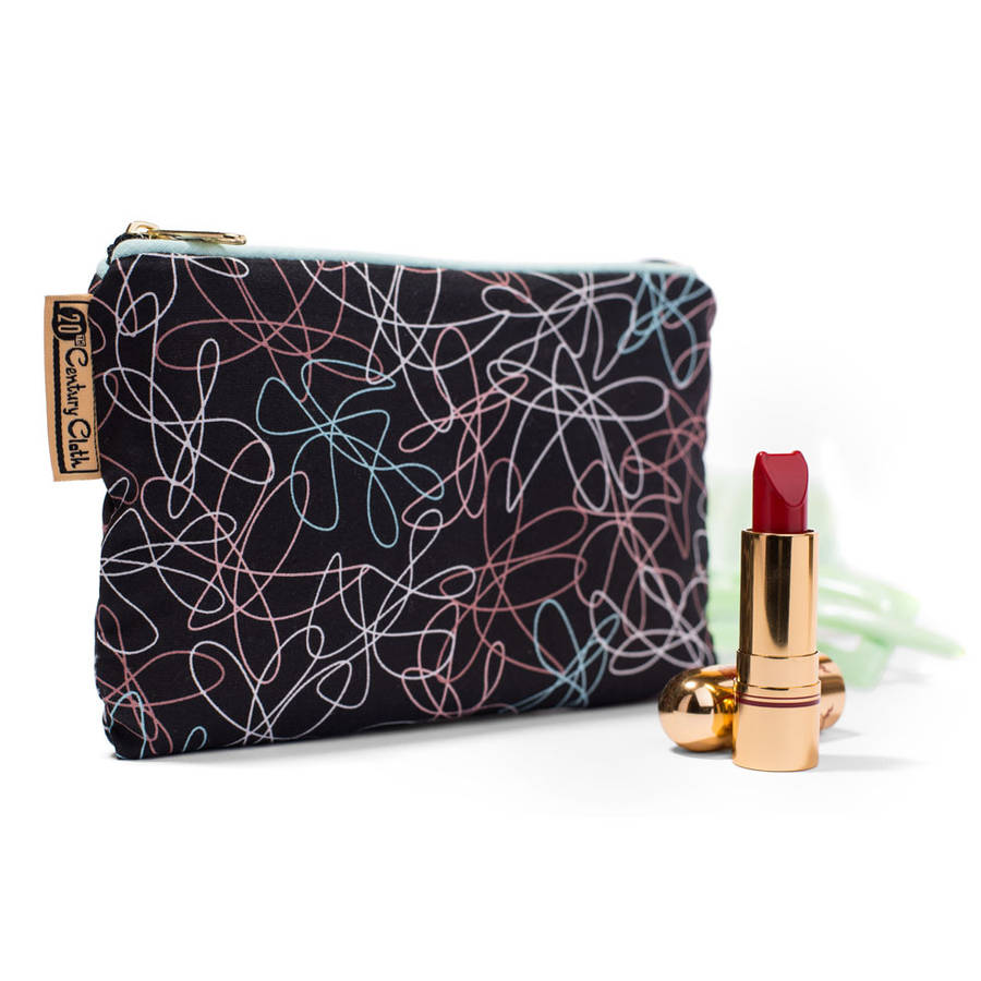 memphis noir retro vintage style makeup bag by 20th century cloth