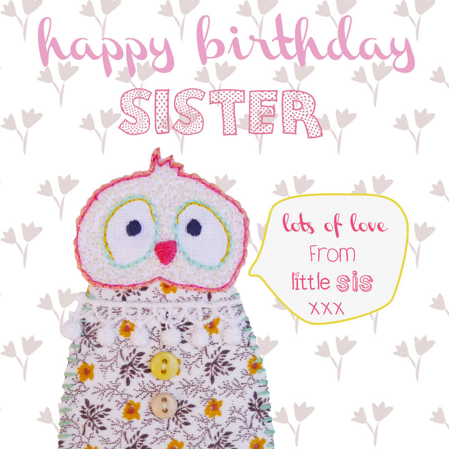 Happy Birthday Sister Greeting Card By Buttongirl Designs 