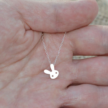 Bunny Rabbit Necklace With Straight Ears In Silver, 2 of 2