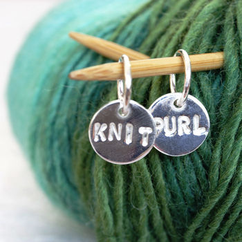 Purl Silver Stitch Markers Personalised, 3 of 5