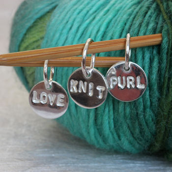 Purl Sterling Silver Stitch Markers Personalised, 4 of 4