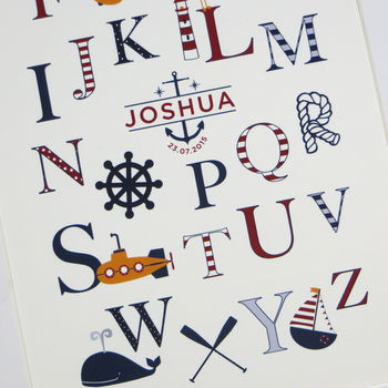 Personalised Nautical Alphabet Print, 4 of 7