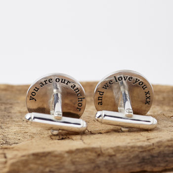 Personalised Silver Anchor Hidden Message Cufflinks, 2 of 4