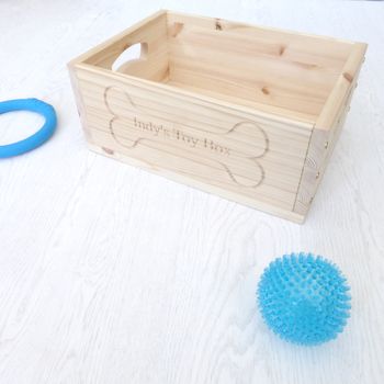 Wooden Personalised Dog Toy Storage Box, 2 of 3