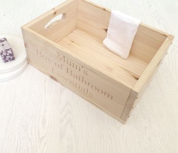 Personalised Wooden Bathroom Storage Crate, 3 of 4