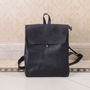 Minimalist Genuine Grain Leather Backpack Black, thumbnail 1 of 12
