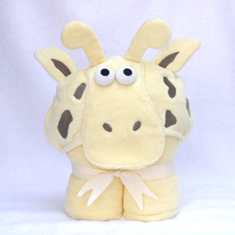 personalised giraffe children's hooded towel by bathing bunnies