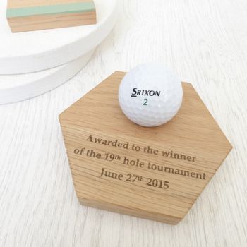 Personalised Hexagon Golf Award Oak, 3 of 4