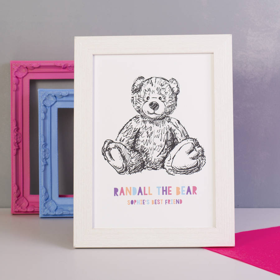 personalised teddy bear print by oakdene designs