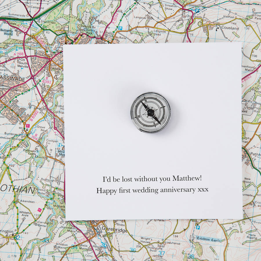 Lost Without You Compass Anniversary Card By TwentySeven