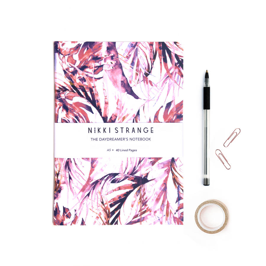 pastel paradise palms a5 notebook with lined pages by nikki strange