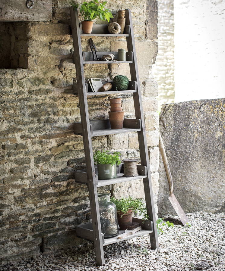 Provence Ladder Shelf By The Forest, Rustic Farmhouse Ladder Bookcase