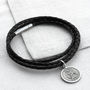 Plaited Leather And Silver St Christopher Wrap Bracelet, thumbnail 1 of 8