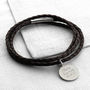 Plaited Leather And Silver St Christopher Wrap Bracelet, thumbnail 2 of 8