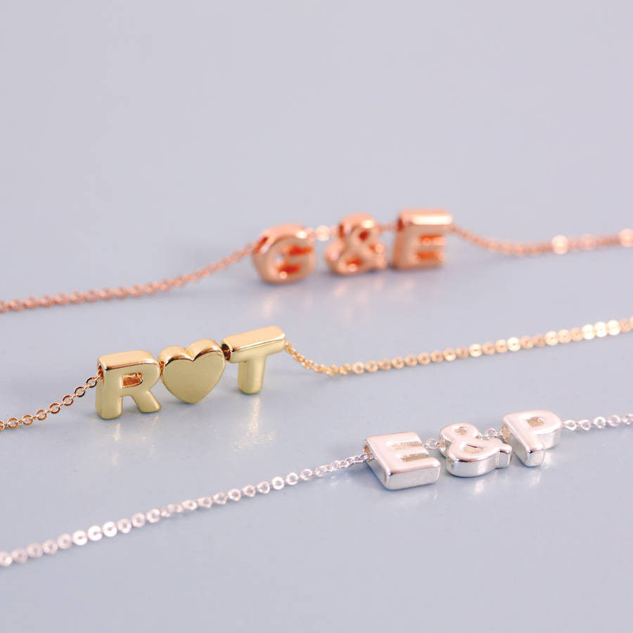 Multiple Initials Necklace, Gold Initials Necklace - blushes & gold