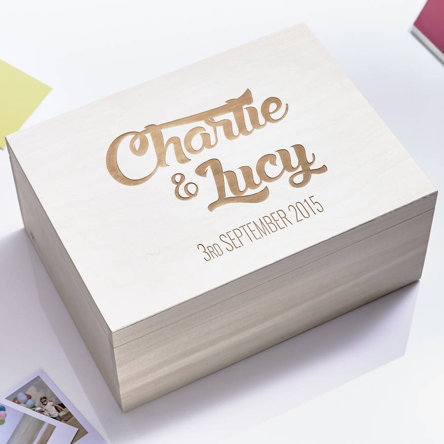 wooden personalised couples keepsake box by sophia victoria joy