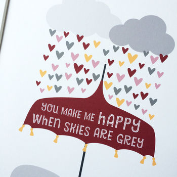 'You Make Me Happy' Elephant Love Anniversary Print, 4 of 6
