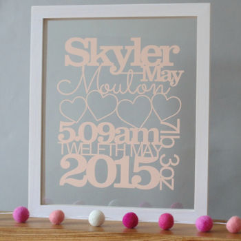 Personalised Baby Birth Details Papercut, 4 of 7