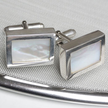 Mother Of Pearl Sterling Silver Cufflinks, 2 of 3