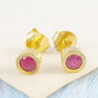 Ruby July Birthstone Rose/Gold Plated Stud Earrings, thumbnail 1 of 6