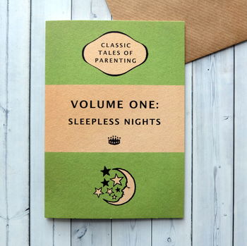 Book Cover 'Volume One: Sleepless Nights' New Baby Card, 4 of 4
