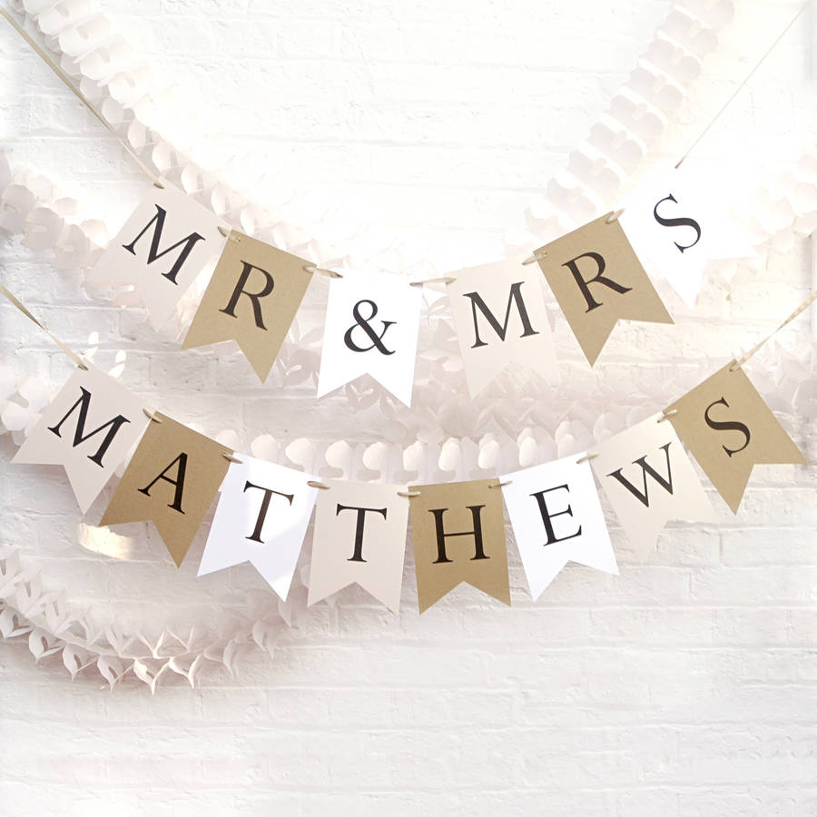 Personalised Wedding Bunting By Peach Blossom Notonthehighstreet Personalised Wedding Bunting
