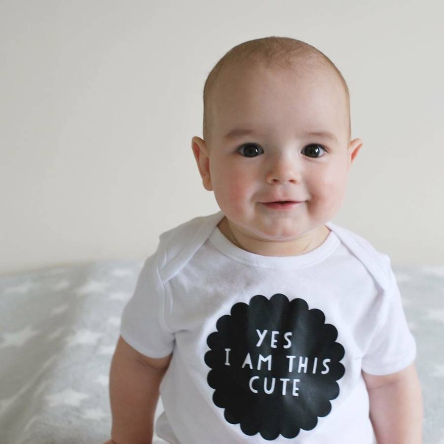 'yes i am this cute' monochrome baby grow by baby yorke designs ...
