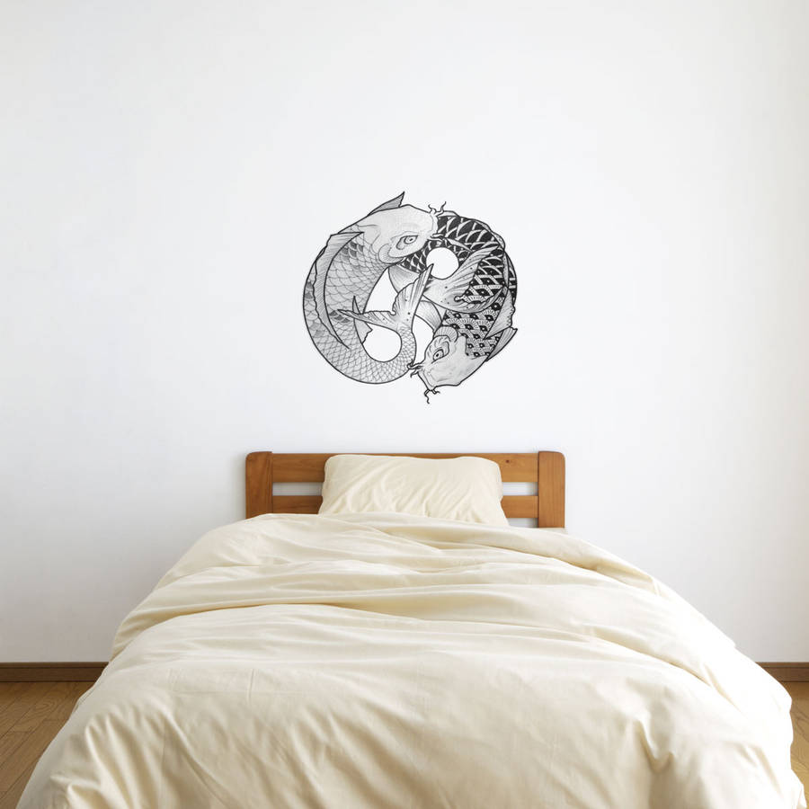 ying yang koi fish wall art sticker by kitty foster by vinyl revolution