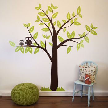 tree with owls wall sticker by parkins interiors | notonthehighstreet.com