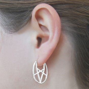 Geometric Hexagonal Sterling Silver Hoop Earrings, 3 of 5