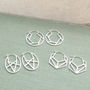 Geometric Hexagonal Sterling Silver Hoop Earrings, thumbnail 2 of 5