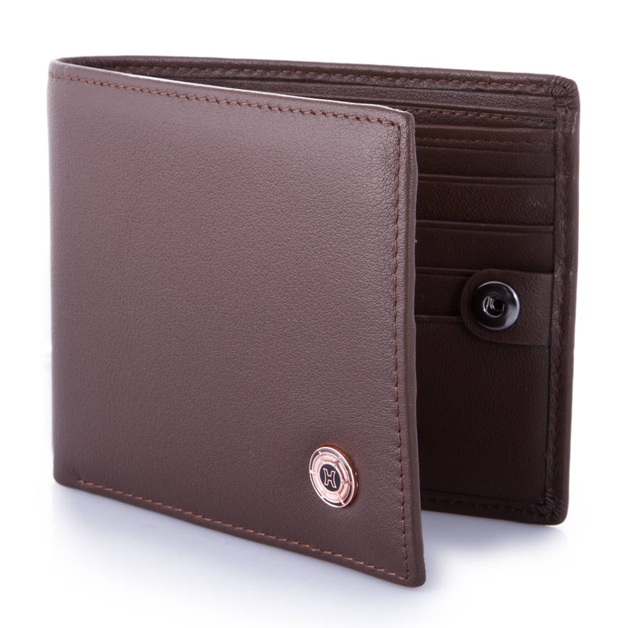 brown nappa leather wallet with internal closing clip by helveco uk ...