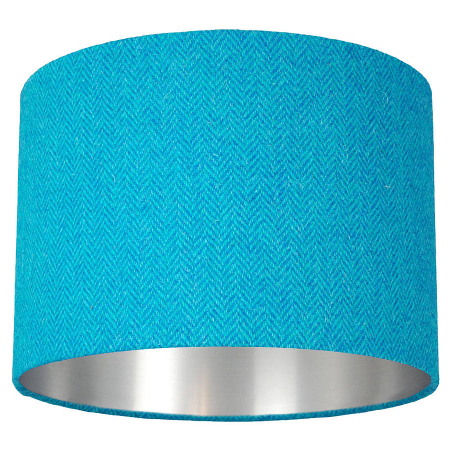 Teal Harris Tweed Lampshade Choice Of Metallic Lining By Quirk Teal With Silver