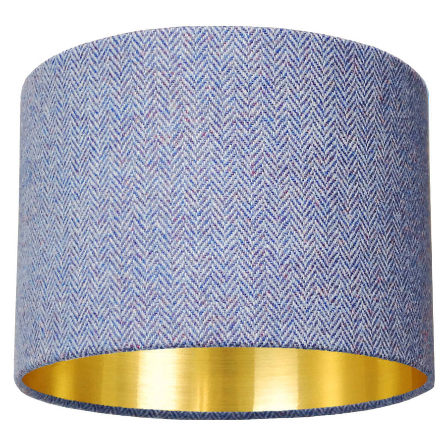 Blue Harris Tweed Lampshade Choice Of Metallic Lining By Quirk Blue With Gold