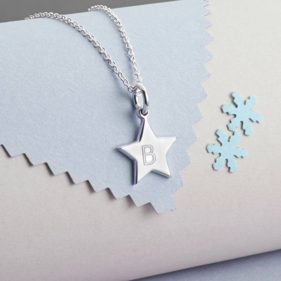 personalised sterling silver star charm necklace by hurleyburley