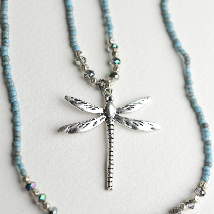 Beaded Dragonfly Necklace By Home And Glory 4602