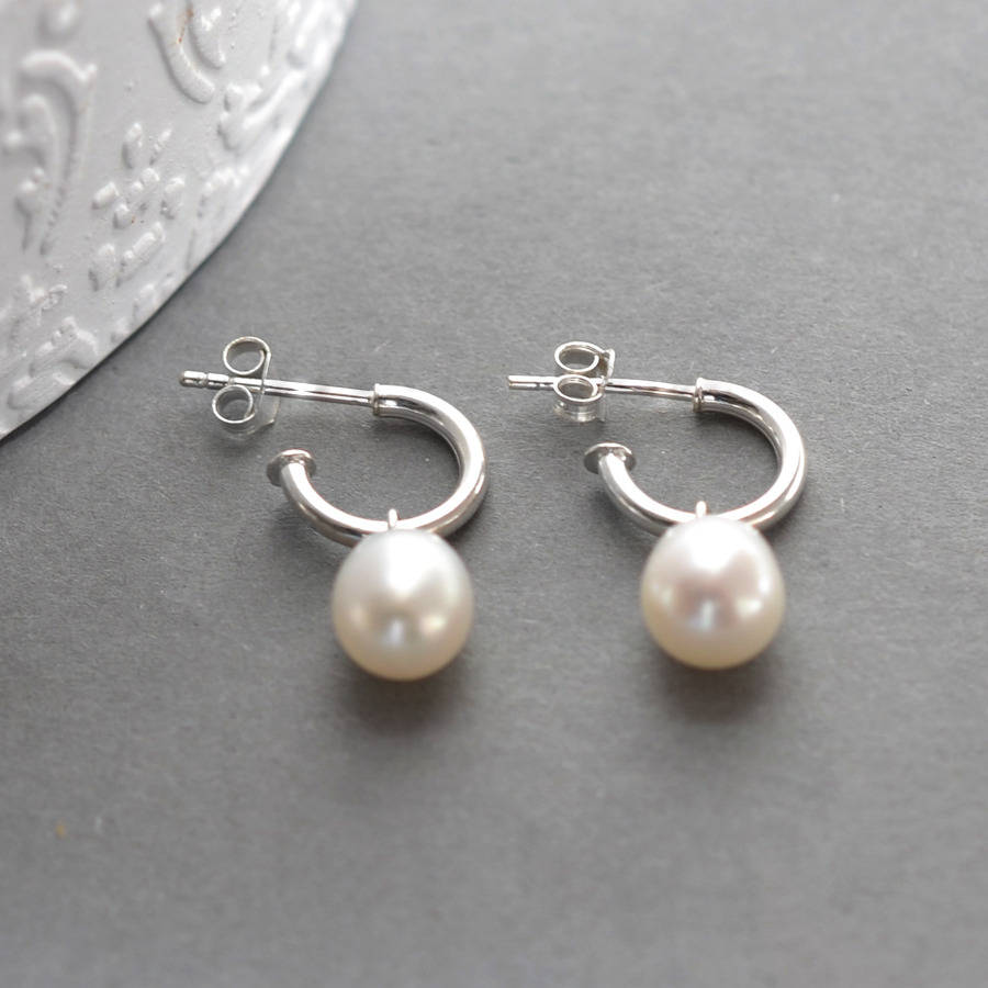 Sterling Silver Pearl Hoop Stud Earrings By Martha Jackson Sterling ...