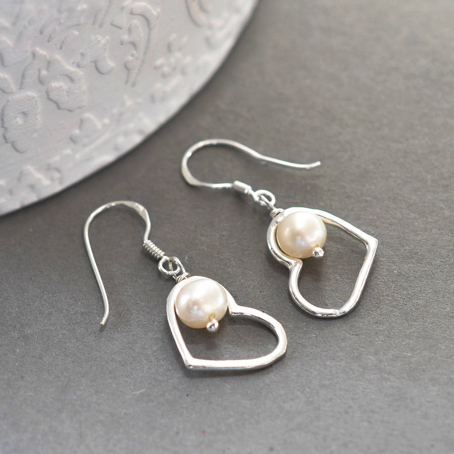 Download silver and pearl heart earrings by martha jackson sterling ...