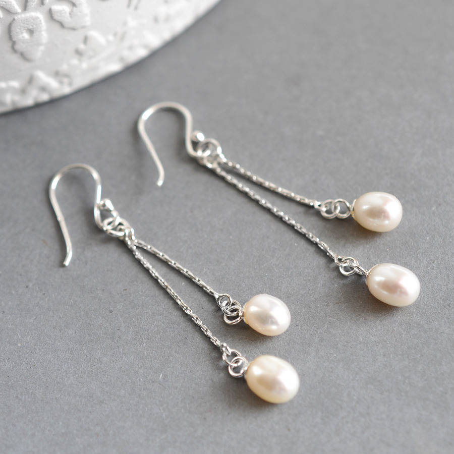 silver twin pearl cascade earrings by martha jackson sterling silver ...