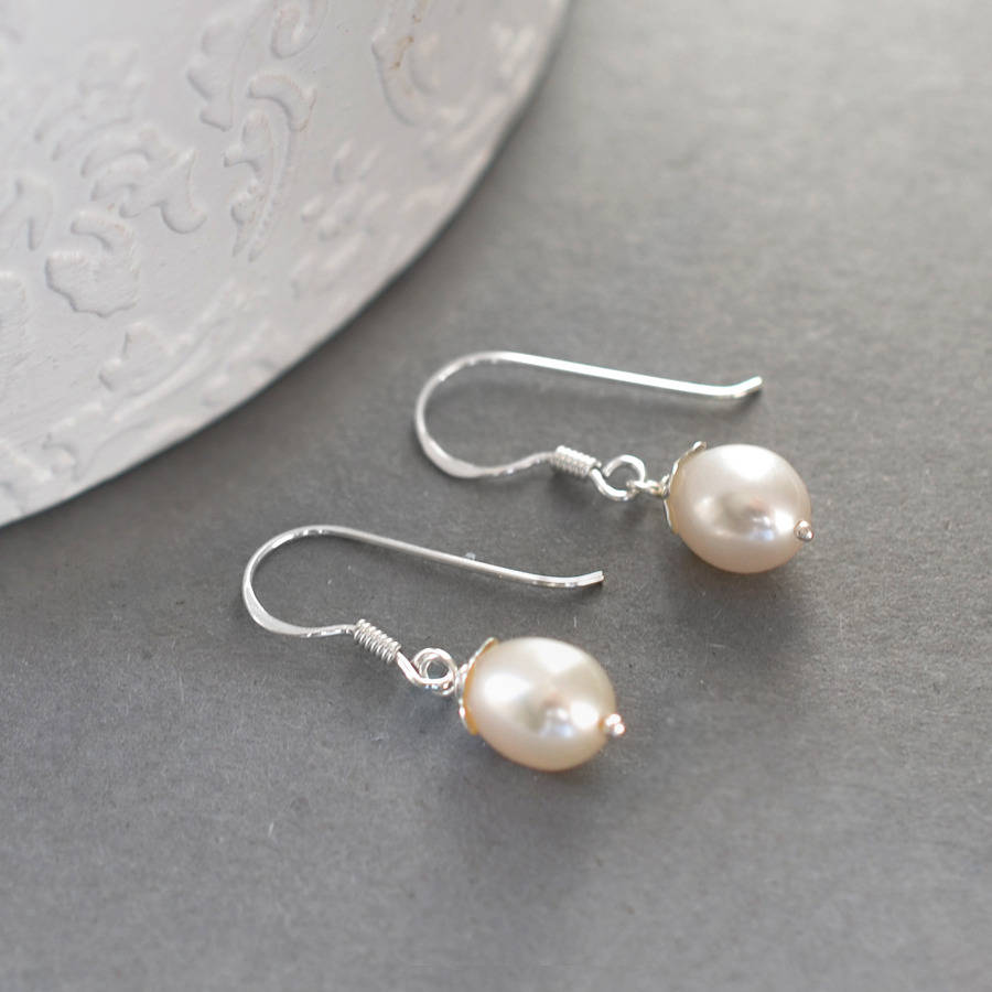 silver dew drop pearl earrings by martha jackson sterling silver ...