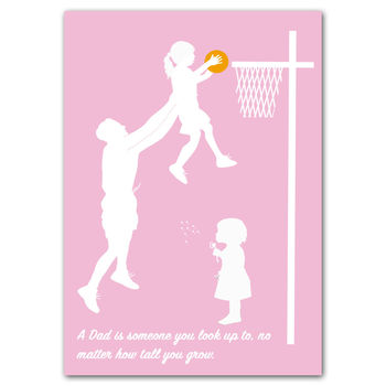 Father And Daughter Playing Basketball Art Print, 2 of 4
