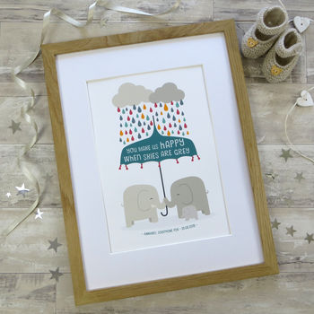 'You Make Us Happy' Elephant New Baby / Twins Print, 4 of 10