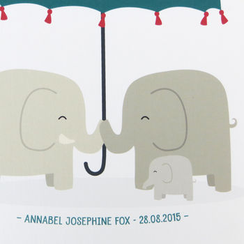 'You Make Us Happy' Elephant New Baby / Twins Print, 7 of 10