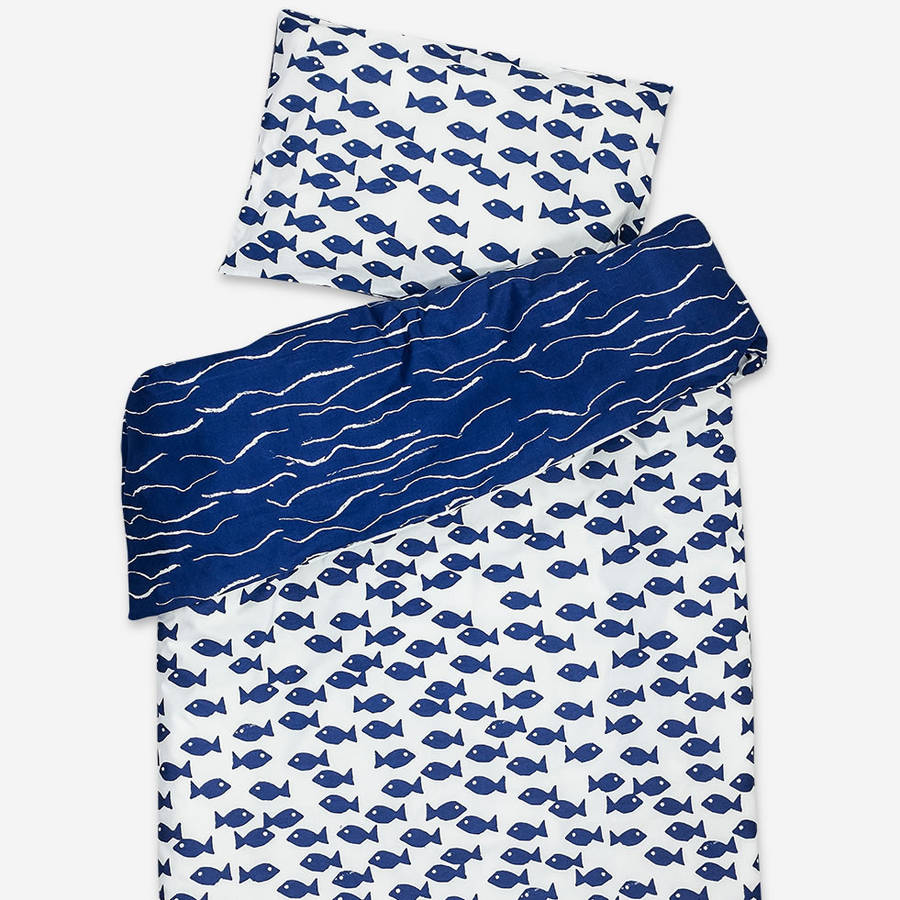 Reversible Fish Cot Bedding Set By Lullabuy The Modern Kids Store