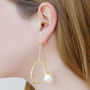 Gold Plated Pearl Galaxy Statement Orb Drop Earrings, thumbnail 2 of 6