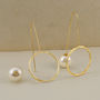 Gold Plated Pearl Galaxy Statement Orb Drop Earrings, thumbnail 5 of 6