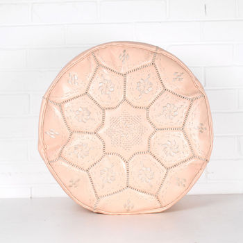 Moroccan Leather Tile Print Pouffe, 6 of 6